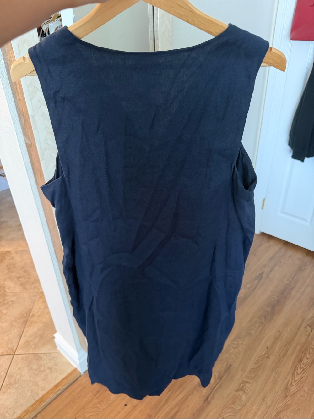 J.McLaughlin 100% Linen Quietluxury V-Neck A-Line Pocket Dress - Navy - Picture 4 of 10